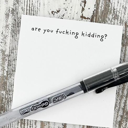Fresh Outta Fucks Pad and Pen Funny Sticky Notes and Pen Set White Elephant Gift Novelty Pen Funny Desk Accessory Fun Gifts for Friends (Black) in Saudi Arabia