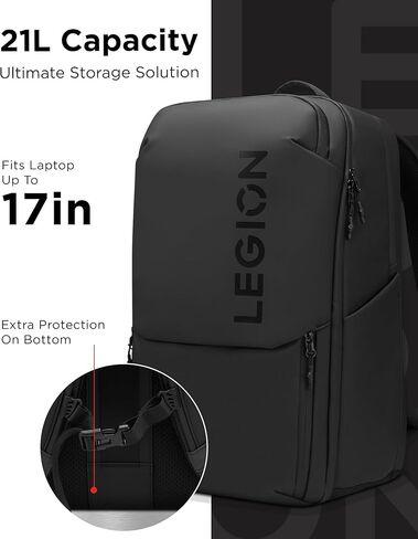 حقيبة ظهر للكمبيوتر المحمول Lenovo Legion Gaming GB800، سعة 21 لتر، تناسب أجهزة الكمبيوتر المحمول مقاس 17 بوصة، مقاومة للماء، ثلاثة أقسام رئيسية و19 جيبًا مخصصًا، أسود in Kuwait