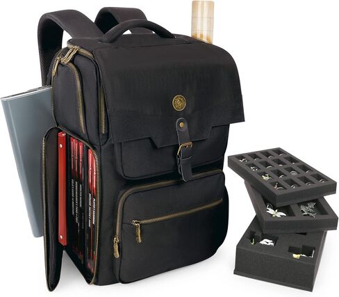 ENHANCE Collector's Edition DnD Backpack - RPG DM Bag for Dungeons and Dragons - DnD Bag fits 6-8 Books, 18" Laptop/DM Screen Slot, Miniature Foam Trays, Accessory Pockets, Map Strap (Dragon Black) in Saudi Arabia