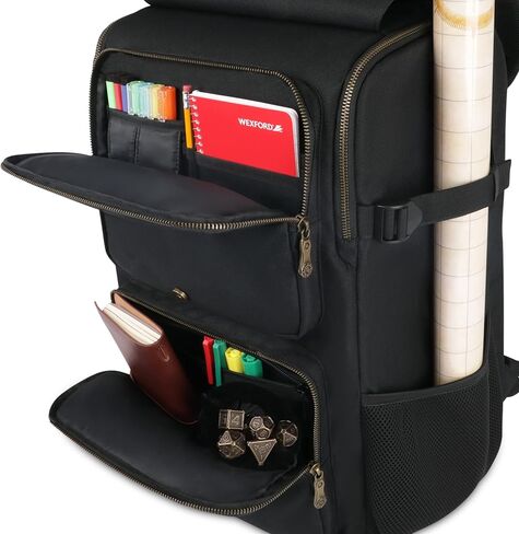 ENHANCE Collector's Edition DnD Backpack - RPG DM Bag for Dungeons and Dragons - DnD Bag fits 6-8 Books, 18" Laptop/DM Screen Slot, Miniature Foam Trays, Accessory Pockets, Map Strap (Dragon Black) in Saudi Arabia