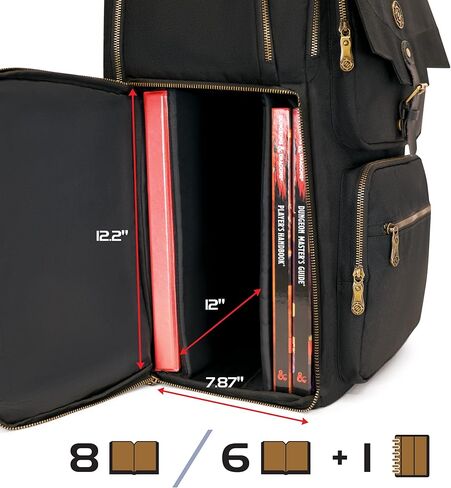 ENHANCE Collector's Edition DnD Backpack - RPG DM Bag for Dungeons and Dragons - DnD Bag fits 6-8 Books, 18" Laptop/DM Screen Slot, Miniature Foam Trays, Accessory Pockets, Map Strap (Dragon Black) in Saudi Arabia