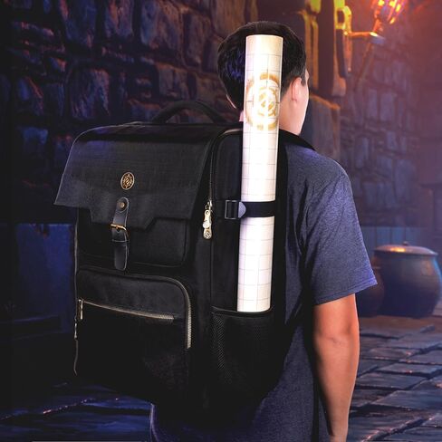 ENHANCE Collector's Edition DnD Backpack - RPG DM Bag for Dungeons and Dragons - DnD Bag fits 6-8 Books, 18" Laptop/DM Screen Slot, Miniature Foam Trays, Accessory Pockets, Map Strap (Dragon Black) in Saudi Arabia