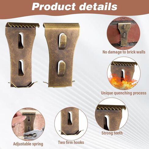 12Pcs Brick Clips, Heavy Metal Wall Hangers for 2-1/4 to 2-3/8 Inch Bricks, for Hanging Outdoors Picture Hangers Brick Wall Indoors in Saudi Arabia