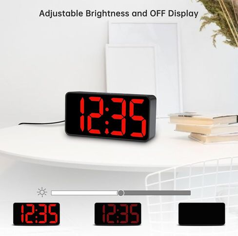 DreamSky Small Digital Alarm Clocks for Bedrooms - Loud Alarm Clock for Heavy Sleepers Adults, RGB Electric Desk Clock for Kids Bedside Nightstand, Large Numbers, Dimmer, Adjustable Volume, USB Port in Saudi Arabia