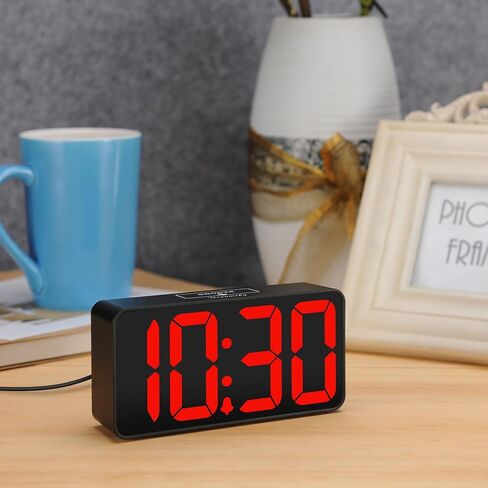 DreamSky Small Digital Alarm Clocks for Bedrooms - Loud Alarm Clock for Heavy Sleepers Adults, RGB Electric Desk Clock for Kids Bedside Nightstand, Large Numbers, Dimmer, Adjustable Volume, USB Port in Saudi Arabia