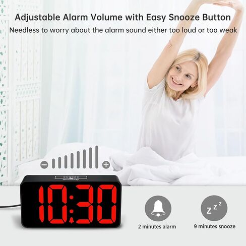 DreamSky Small Digital Alarm Clocks for Bedrooms - Loud Alarm Clock for Heavy Sleepers Adults, RGB Electric Desk Clock for Kids Bedside Nightstand, Large Numbers, Dimmer, Adjustable Volume, USB Port in Saudi Arabia