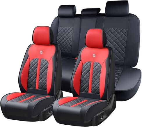2003-2022 Car Seat Cover for Honda Accord, Red Car Seat Covers, Waterproof Leather, 5 Seats Full Set, Wear Resistance, Non-Slip, Beautify Interior, Beautify The Interior of Old Cars in Saudi Arabia