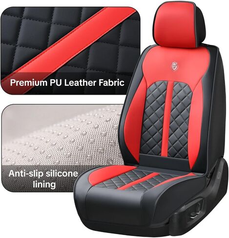 2003-2022 Car Seat Cover for Honda Accord, Red Car Seat Covers, Waterproof Leather, 5 Seats Full Set, Wear Resistance, Non-Slip, Beautify Interior, Beautify The Interior of Old Cars in Saudi Arabia