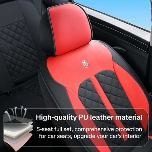 2003-2022 Car Seat Cover for Honda Accord, Red Car Seat Covers, Waterproof Leather, 5 Seats Full Set, Wear Resistance, Non-Slip, Beautify Interior, Beautify The Interior of Old Cars in Saudi Arabia