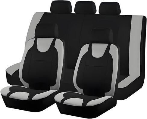 Car Seat Covers Full Set, Vehicle Front Seat and Rear Bench Split Protector with Headrest Cover, Dustproof Automotive Interior Chair Covers, Universal for Sedan RV Truck (Pink) in Kuwait
