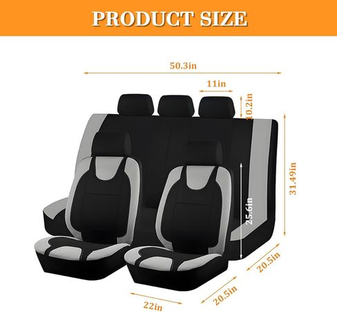 Car Seat Covers Full Set, Vehicle Front Seat and Rear Bench Split Protector with Headrest Cover, Dustproof Automotive Interior Chair Covers, Universal for Sedan RV Truck (Pink) in Kuwait