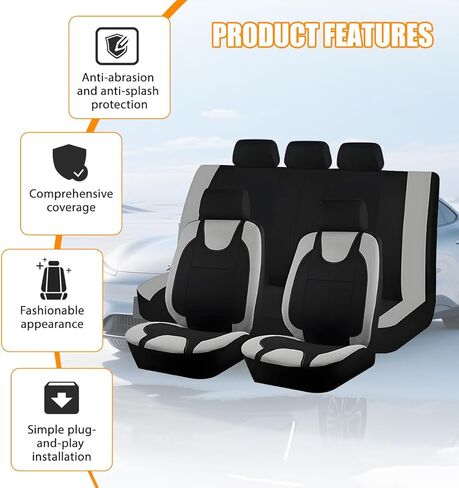 Car Seat Covers Full Set, Vehicle Front Seat and Rear Bench Split Protector with Headrest Cover, Dustproof Automotive Interior Chair Covers, Universal for Sedan RV Truck (Pink) in Kuwait