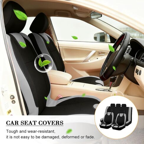 Car Seat Covers Full Set, Vehicle Front Seat and Rear Bench Split Protector with Headrest Cover, Dustproof Automotive Interior Chair Covers, Universal for Sedan RV Truck (Pink) in Kuwait