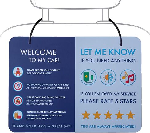 Rideshare Car Sign 2-Pack — Better Customer Relations, Higher Ratings and More Tips with a Large Universal Sign, Accessory for Uber Drivers, for Lyft Drivers, Rideshare Drivers in Kuwait
