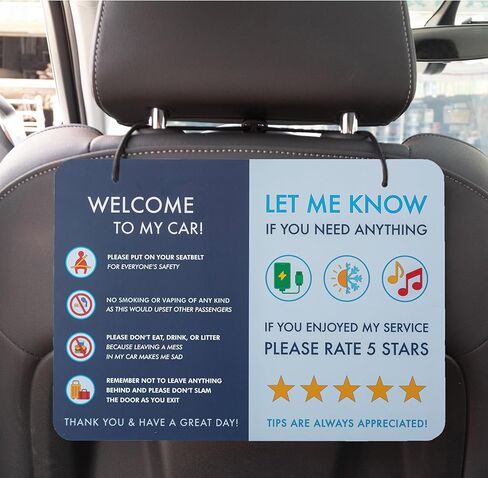 Rideshare Car Sign 2-Pack — Better Customer Relations, Higher Ratings and More Tips with a Large Universal Sign, Accessory for Uber Drivers, for Lyft Drivers, Rideshare Drivers in Kuwait