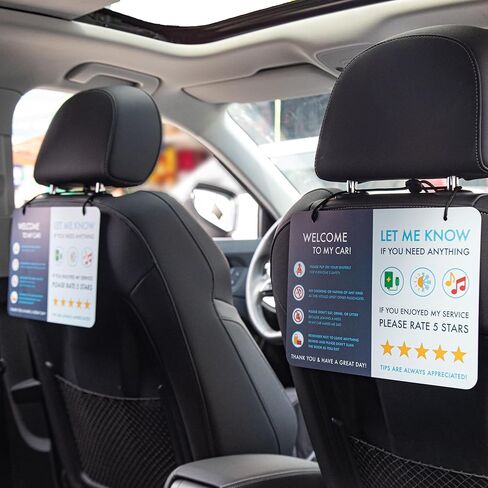Rideshare Car Sign 2-Pack — Better Customer Relations, Higher Ratings and More Tips with a Large Universal Sign, Accessory for Uber Drivers, for Lyft Drivers, Rideshare Drivers in Kuwait