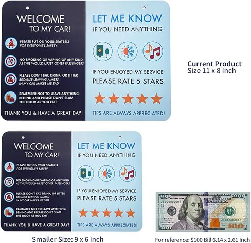 Rideshare Car Sign 2-Pack — Better Customer Relations, Higher Ratings and More Tips with a Large Universal Sign, Accessory for Uber Drivers, for Lyft Drivers, Rideshare Drivers in Kuwait