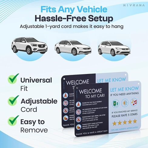 Rideshare Car Sign 2-Pack — Better Customer Relations, Higher Ratings and More Tips with a Large Universal Sign, Accessory for Uber Drivers, for Lyft Drivers, Rideshare Drivers in Kuwait
