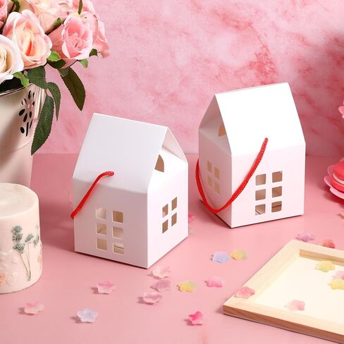 COHEALI Handheld House Biscuit Gift Box - 10 Pack Mini Kraft Paper Candy Boxes for Parties Weddings and Events - Easy to Assemble Treat Boxes with Window in Saudi Arabia
