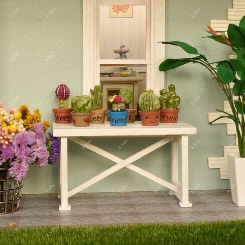 iLAND Dollhouse Furniture of Wooden Table for Doll House Garden Decor, Miniature Dollhouse Accessories Tiny Table Model on 1/12 Scale in Saudi Arabia