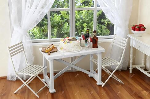 iLAND Dollhouse Furniture of Wooden Table for Doll House Garden Decor, Miniature Dollhouse Accessories Tiny Table Model on 1/12 Scale in Saudi Arabia