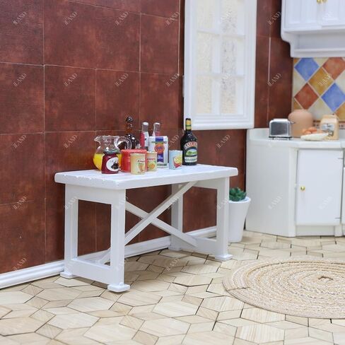 iLAND Dollhouse Furniture of Wooden Table for Doll House Garden Decor, Miniature Dollhouse Accessories Tiny Table Model on 1/12 Scale in Saudi Arabia