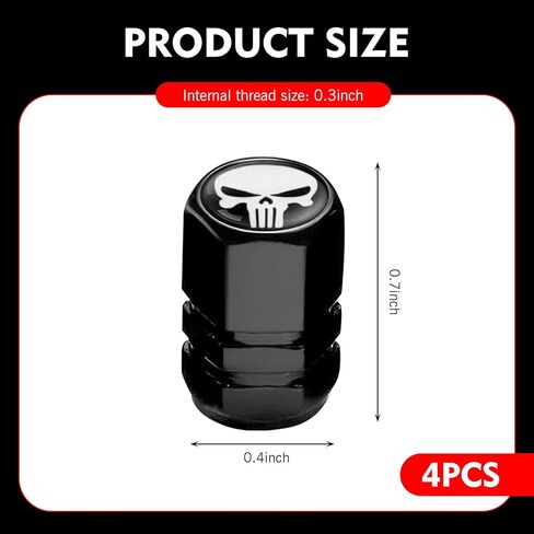 4PCS Skull Valve Stem Caps, Aluminum Alloy Tire Valve Caps, Universal Dustproof Tire Stem Covers, Cool Car Wheels Protection Accessories, for Auto, Sedan, Motorcycles, Bikes (Red) in Saudi Arabia