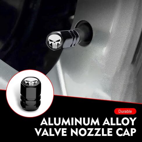 4PCS Skull Valve Stem Caps, Aluminum Alloy Tire Valve Caps, Universal Dustproof Tire Stem Covers, Cool Car Wheels Protection Accessories, for Auto, Sedan, Motorcycles, Bikes (Red) in Saudi Arabia