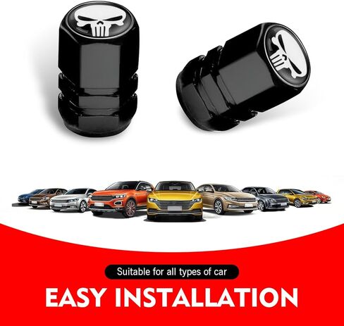 4PCS Skull Valve Stem Caps, Aluminum Alloy Tire Valve Caps, Universal Dustproof Tire Stem Covers, Cool Car Wheels Protection Accessories, for Auto, Sedan, Motorcycles, Bikes (Red) in Saudi Arabia