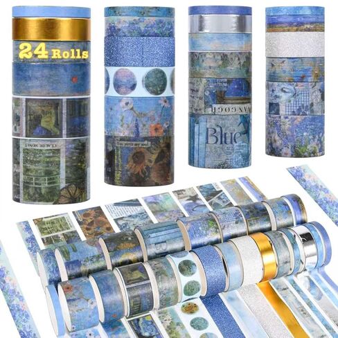 24 Rolls Washi Tape Set,Vintage Floral Decorative Masking Tape for Scrapbooking Supplies,Junk Journal,DIY Crafts,Gift Wrapping(Romantic Eternal Series) in Saudi Arabia