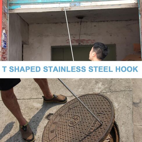 DOITOOL Stainless Steel Manhole Cover Hook T Hook Manhole Tool Manhole Lift Hooks for Trampoline Pull Springs Open Manhole Covers in Kuwait