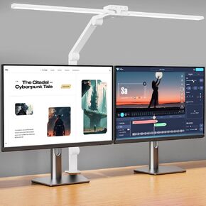 KableRika Desk Lamp Double Light: Bright Led Desk Lights for Home Office - Eye Care Reading Table Lamps with Base - Dimmable Desktop Lighting for Computer Monitor Study Drafting in Saudi Arabia