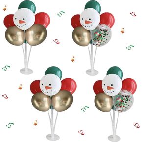 4 Sets Christmas Centerpieces for Tables, Snowman Balloon Stands for Tables, Red Green and Gold Balloons for Xmas Party, Table Centerpieces Decorations for Christmas Party New Years 2026 in Saudi Arabia