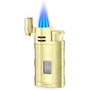 Cigar Torch Lighter Triple Jet Flame Refillable Butane Torch Cigar Lighters Windproof Lighter with Cigar Punch Rest Holder - Butane Not Included (Black) in Kuwait