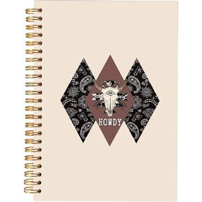 kaowt دفتر يوميات راعية البقر، دفاتر ملاحظات غربية زهرية ريفية لتدوين الملاحظات، هدايا راعية البقر، دفتر ملاحظات حلزوني ذو غلاف فني عتيق من Boho Western Country 5.5x8.3in in Kuwait