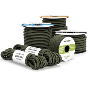 حبل بنجي مرن للصدمات مقاس 1/8 بوصة × 10 بوصة حبل بنجي للاستخدام بنفسك، وربطات العنق، وقوارب الكاياك وفي الهواء الطلق - أخضر عسكري in Kuwait