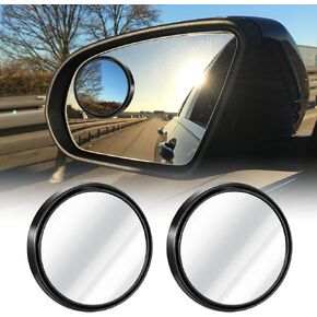 2 Pcs Round Blind Spot Rear View Mirrors, 2 Inch Convex Mirror Adjustable Blind Spot Mirrors for Car 360° Wide Angle Side View Mirror Self-Adhesive Convex Accessories with Frame for Car Suv Trucks in Kuwait