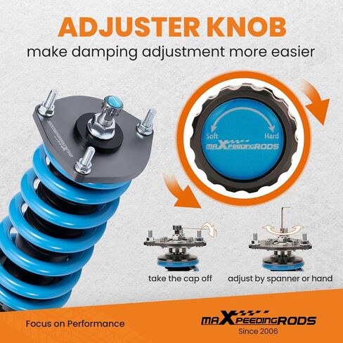 maXpeedingrods Coilovers for Tesla model 3 2017+ AWD, 24 Level Damper Adjustable Coilovers Suspension Kit Strut, Height Adjustable T6 Upgraded Lowering Kits, Blue in Saudi Arabia