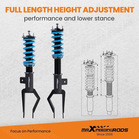 maXpeedingrods Coilovers for Tesla model 3 2017+ AWD, 24 Level Damper Adjustable Coilovers Suspension Kit Strut, Height Adjustable T6 Upgraded Lowering Kits, Blue in Saudi Arabia