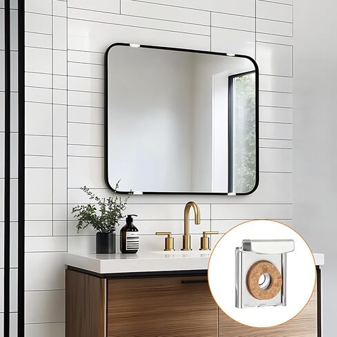 8 Pcs Mirror Hanger Clips Sets, Metal Spring Loaded Mount Clips, Unframed Mirror Mount Clip with Plugs and Screws for Home Decoration, Wall in Saudi Arabia