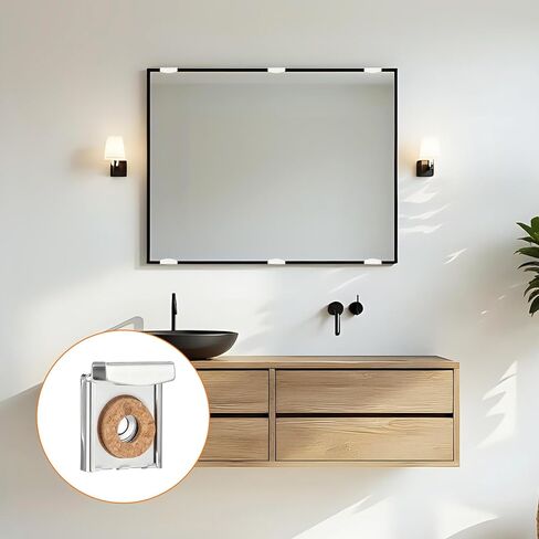 8 Pcs Mirror Hanger Clips Sets, Metal Spring Loaded Mount Clips, Unframed Mirror Mount Clip with Plugs and Screws for Home Decoration, Wall in Saudi Arabia
