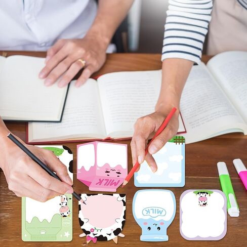 Fancy Land 24 Pads Cute Sticky Notes Cow Milk Pattern Sticky Notes for Teachers Classrooms 720 Sheets Memo Pads Page Markers New Year Holiday Gifts Office School Supplies in Saudi Arabia