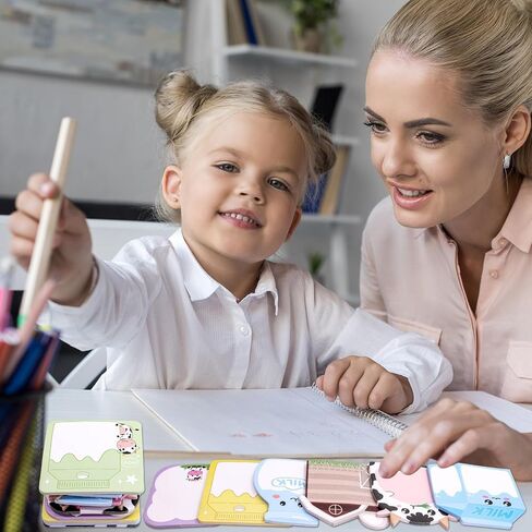 Fancy Land 24 Pads Cute Sticky Notes Cow Milk Pattern Sticky Notes for Teachers Classrooms 720 Sheets Memo Pads Page Markers New Year Holiday Gifts Office School Supplies in Saudi Arabia