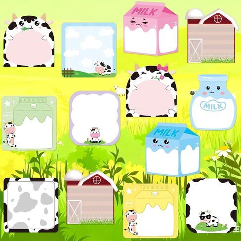 Fancy Land 24 Pads Cute Sticky Notes Cow Milk Pattern Sticky Notes for Teachers Classrooms 720 Sheets Memo Pads Page Markers New Year Holiday Gifts Office School Supplies in Saudi Arabia