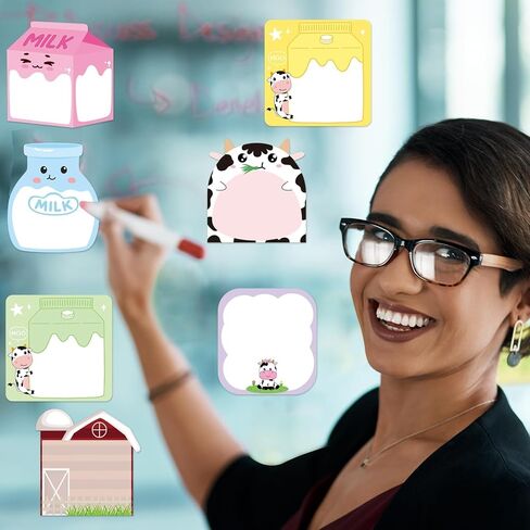 Fancy Land 24 Pads Cute Sticky Notes Cow Milk Pattern Sticky Notes for Teachers Classrooms 720 Sheets Memo Pads Page Markers New Year Holiday Gifts Office School Supplies in Saudi Arabia