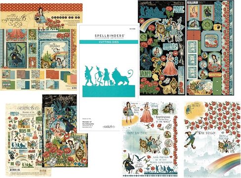 حزمة رسم Spellbinders 45 Wonder of Oz - قالب Oz Silhouette، رسم 45 نقل مطاطي، حزمة مجموعة 8 × 8 (24 ورقة مزدوجة الجوانب)، ملصقات البطاقات وتشكيلة Ephemera in Saudi Arabia