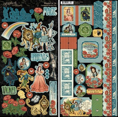حزمة رسم Spellbinders 45 Wonder of Oz - قالب Oz Silhouette، رسم 45 نقل مطاطي، حزمة مجموعة 8 × 8 (24 ورقة مزدوجة الجوانب)، ملصقات البطاقات وتشكيلة Ephemera in Saudi Arabia