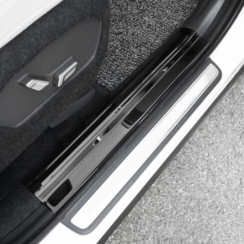 YOUTOOCAR Stainless Steel Door Sill Scuff Plate Covers Compatible with Hyundai Santa Fe 2024-2025 Accessories (Black) in Saudi Arabia