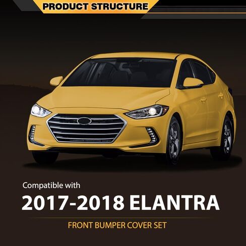 Front Bumper Cover Grille Set Compatible with Hyunadi Elantra 2017-2018 Black in Saudi Arabia