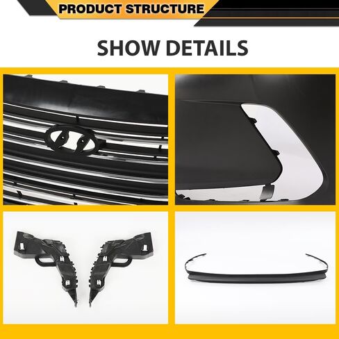 Front Bumper Cover Grille Set Compatible with Hyunadi Elantra 2017-2018 Black in Saudi Arabia